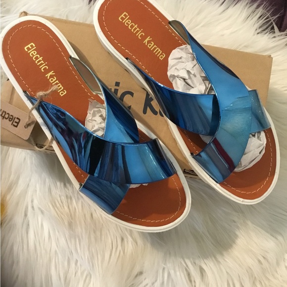 NIB Electric Karma Metallic Blue (Cobalt) Bickle Sandals, 10 - Picture 3 of 8